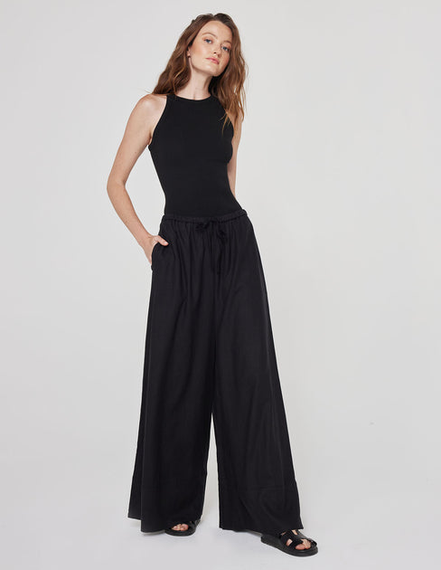 WIDE LEG LINEN PANT IN BLACK – ONA by Yoon Chung