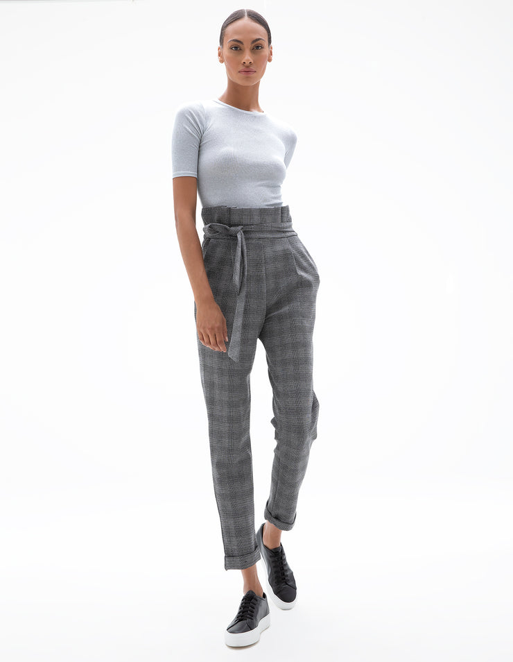 Buy Wardrobe Grey Plaid Checked Trousers from Westside